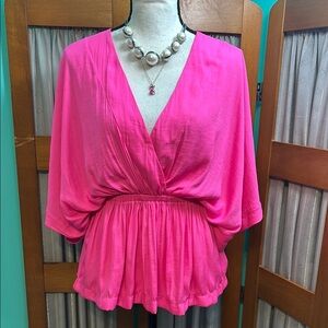 Mustard Seed Pink Dolman Sleeve Wrap Blouse